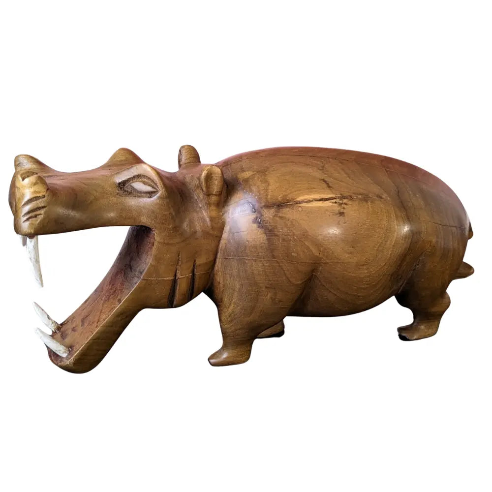 African Wooden Hippo Hand Carved Sole Full Of Soul