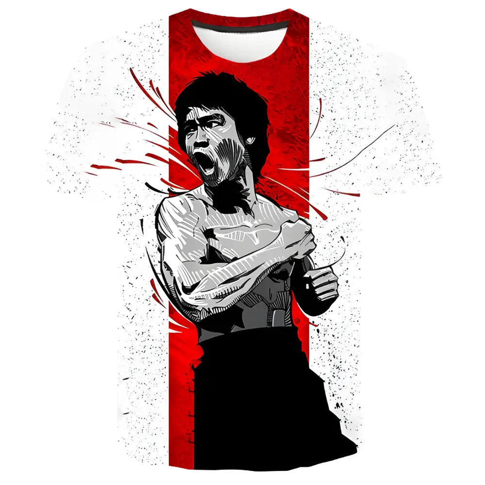 Bruce Lee T-Shirt Vintage Red And White