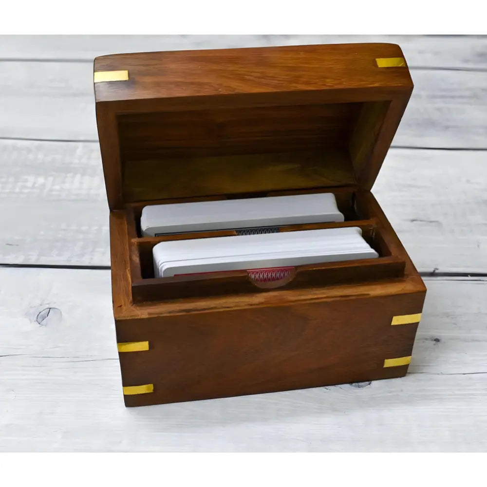 Handmade Wooden Card Box 2 Decks 2