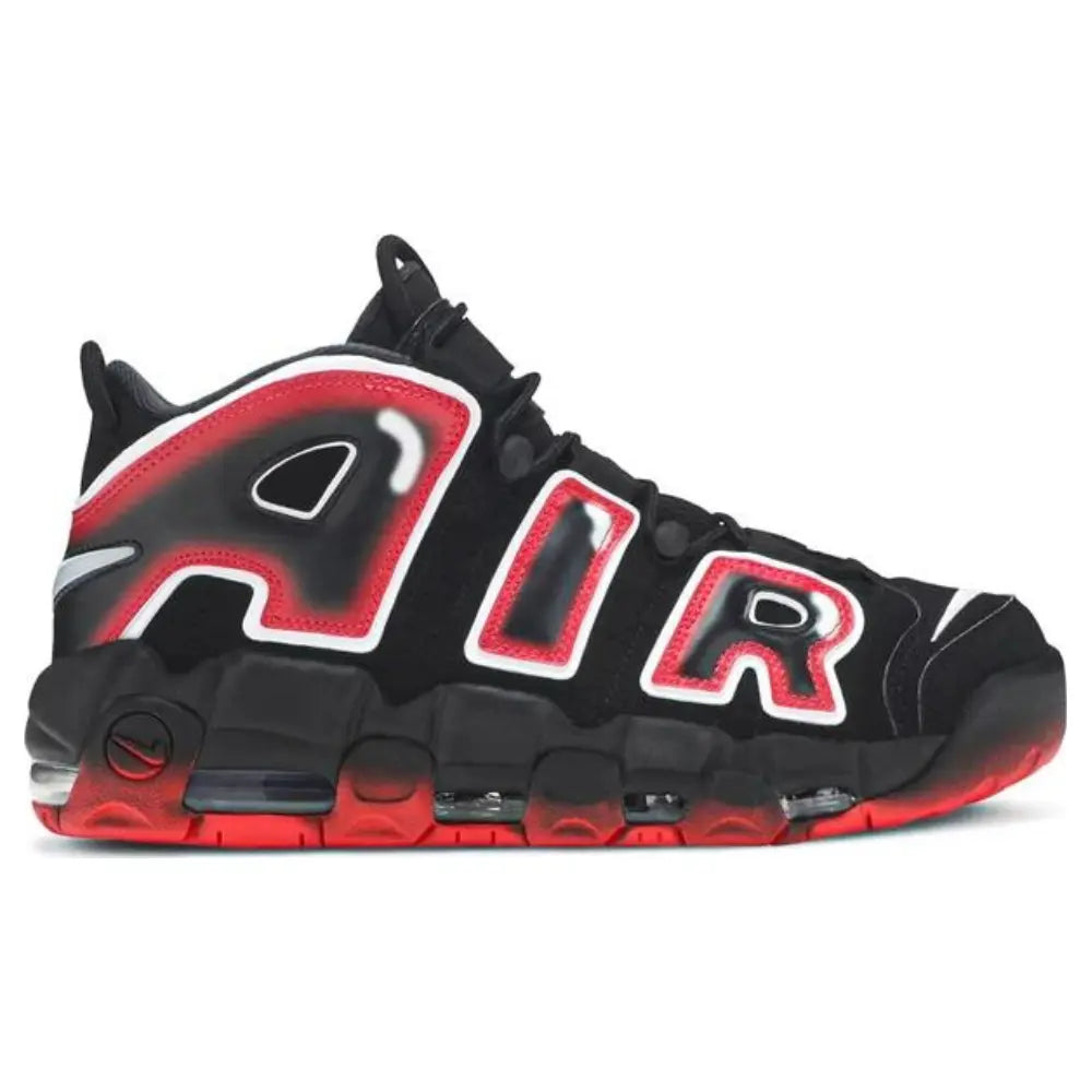 Nike Air More Uptempo Black White Laser Crimson 1