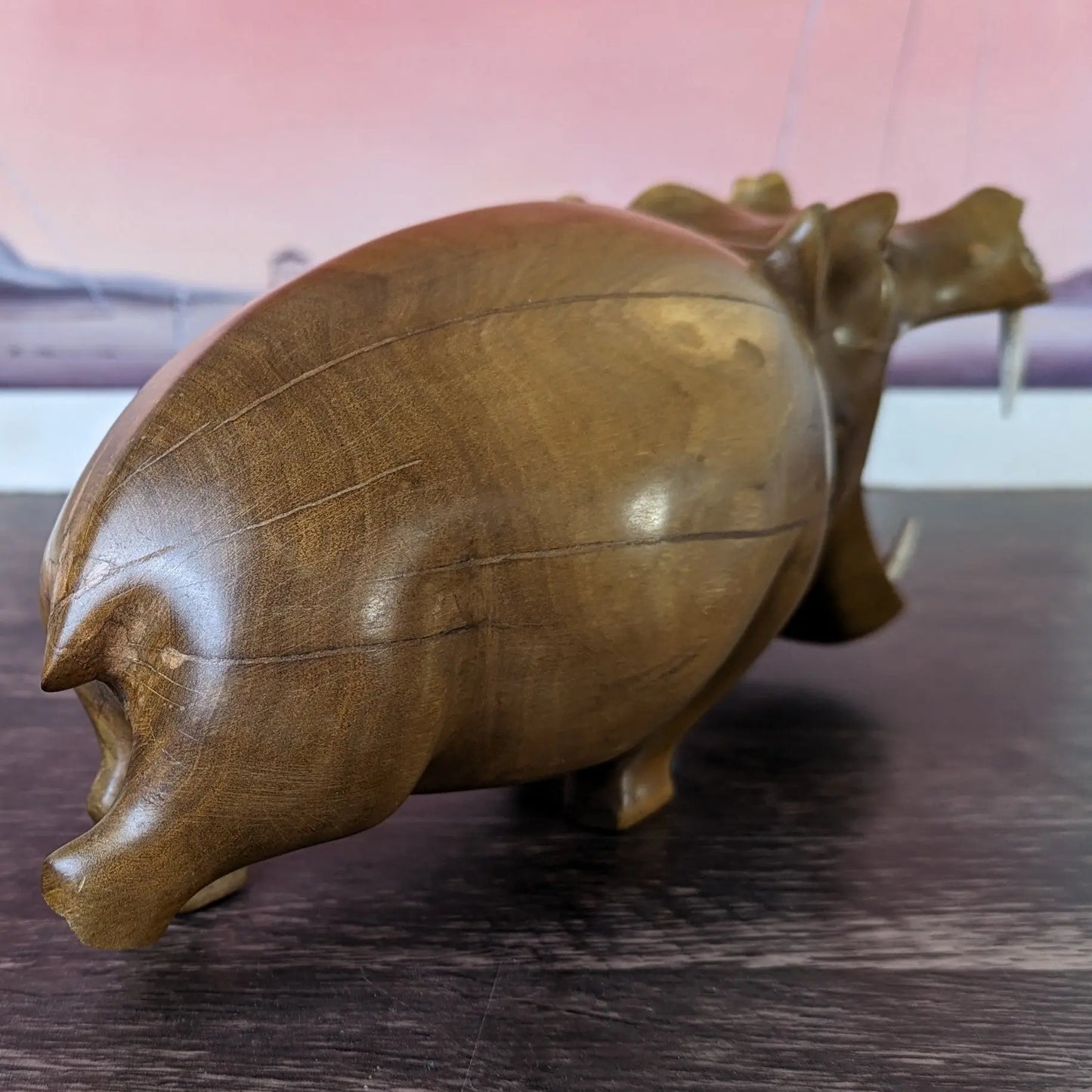 African Wooden Hippo Hand Carved 4