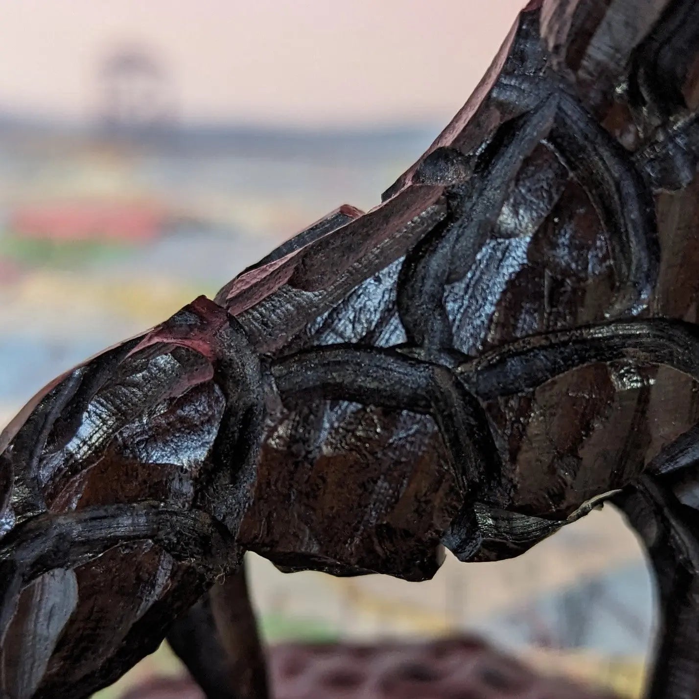 African Wooden Giraffe with Mini Bowl Hand Carved Sole Full Of Soul