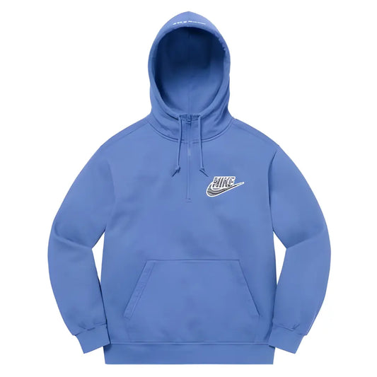 Supreme Nike Half Zip Hooded Sweatshirt Blue 1