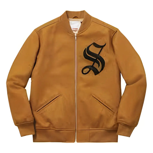 Supreme Old English Varsity Jacket DK Gold Sole Full Of Soul