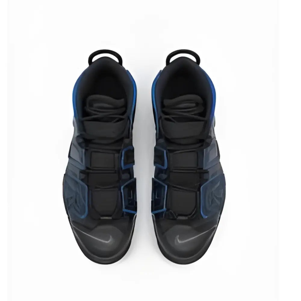 Nike Air More Uptempo 96 Black Game Royal Iron Grey - Aerial View