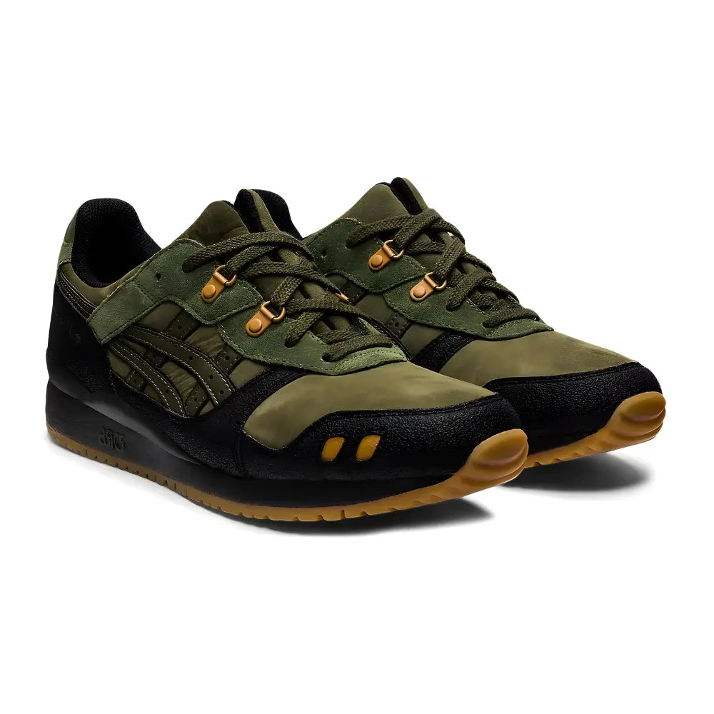 Asics Gel Lyte Iii Olive Canvas Black - Angled Side Image