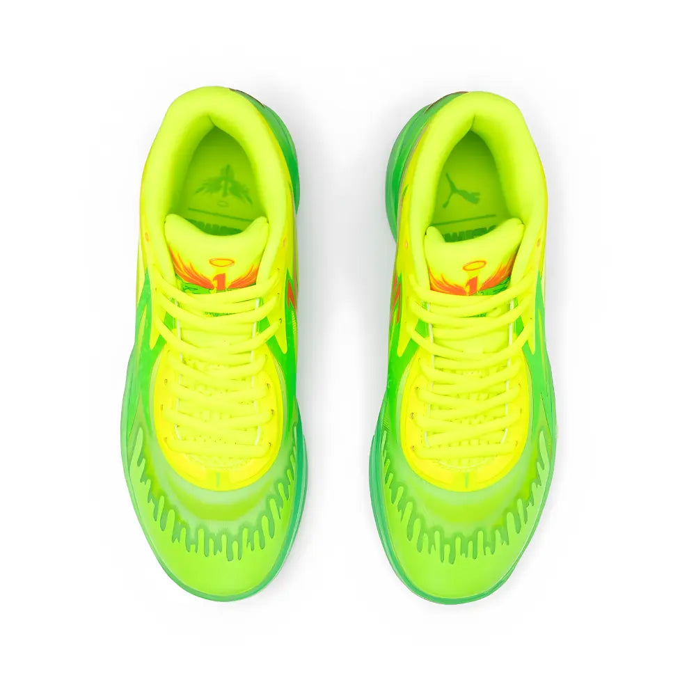 Puma Lamelo Ball Mb.02 Nickelodeon Slime in Fluro Green - Aerial Image