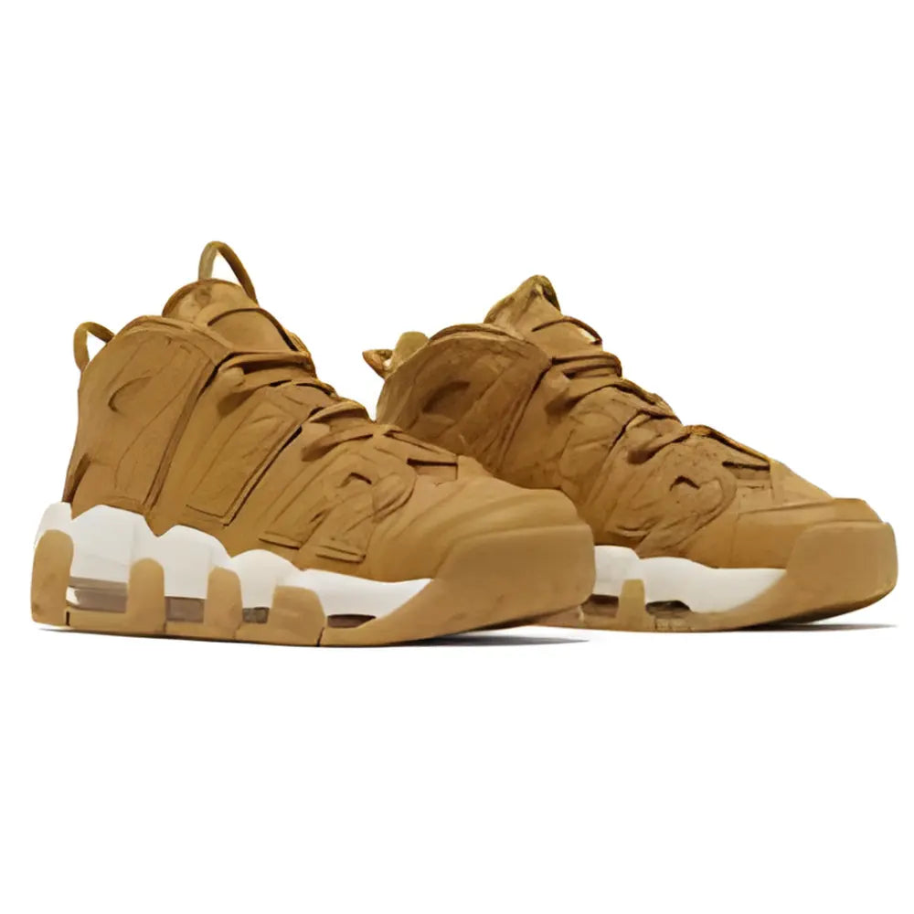 Nike Air More Uptempo Quilted Wheat Gum Light Brown - Side View Of Two